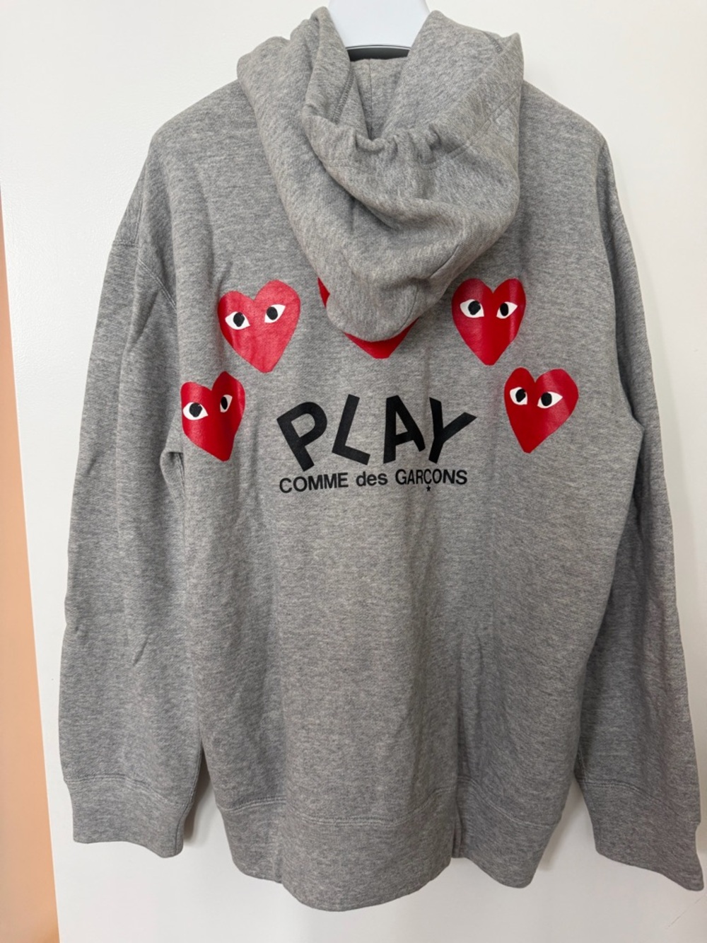 Comme des Garcons PLAY Red Heart Full Zip Hoodie Grey Men’s XL Like New - Picture 2 of 6